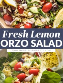 This simple and flavorful Lemon Orzo Salad is so easy to toss together and is a perfect side dish or light main. It's packed with creamy feta, crisp cucumbers, tangy olives, fresh herbs, and a simple yet delicious lemon vinaigrette.