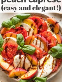 Add stone fruit for a sweet summery twist on a classic: this juicy, sunset-hued Peach Caprese Salad is a gorgeous side, snack, or light meal for the warmest days of the year. Fresh basil leaves and a drizzle of rich balsamic glaze tie it all together with no fuss.