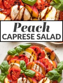 Add stone fruit for a sweet summery twist on a classic: this juicy, sunset-hued Peach Caprese Salad is a gorgeous side, snack, or light meal for the warmest days of the year. Fresh basil leaves and a drizzle of rich balsamic glaze tie it all together with no fuss.