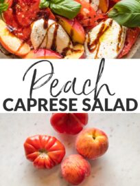 Add stone fruit for a sweet summery twist on a classic: this juicy, sunset-hued Peach Caprese Salad is a gorgeous side, snack, or light meal for the warmest days of the year. Fresh basil leaves and a drizzle of rich balsamic glaze tie it all together with no fuss.