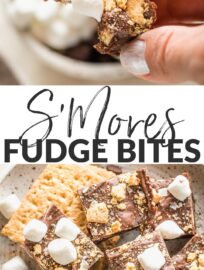 The easiest and best S'mores Fudge -- 10 minutes to prep, 5 ingredients, and no baking needed! Perfect for summer and making with kids!