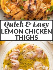 With a simple marinade and a quick cooking time, these tender Lemon Chicken Thighs will be a new family favorite. Juicy, flavorful, and easy to make on the grill or the stovetop.