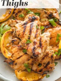 With a simple marinade and a quick cooking time, these tender Lemon Chicken Thighs will be a new family favorite. Juicy, flavorful, and easy to make on the grill or the stovetop.