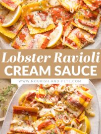 Simply the best Cream Sauce for Lobster Ravioli! It has a silky texture and hints of garlic, thyme, white wine, and shallot, yet takes just 20 minutes. Pair store-bought ravioli with this elegant homemade sauce and enjoy a meal worthy of date night -- or the dinner guests you really want to impress.