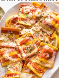 Simply the best Cream Sauce for Lobster Ravioli! It has a silky texture and hints of garlic, thyme, white wine, and shallot, yet takes just 20 minutes. Pair store-bought ravioli with this elegant homemade sauce and enjoy a meal worthy of date night -- or the dinner guests you really want to impress.