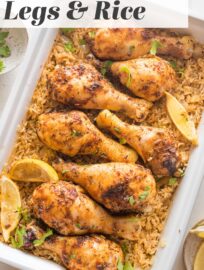 This easy recipe for Oven Baked Chicken Legs and Rice is loaded with flavor and perfect for a cozy supper. It uses simple, real food ingredients, requires just 10 minutes of prep, and cooks away in the oven while you enjoy your day.