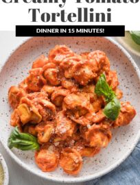 This easy Tortellini with Creamy Tomato Sauce delivers a delicious, real food dinner in just 15 minutes. The tortellini cook right in the sauce for a true one pan wonder with rich flavor.