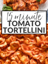 This easy Tortellini with Creamy Tomato Sauce delivers a delicious, real food dinner in just 15 minutes. The tortellini cook right in the sauce for a true one pan wonder with rich flavor.