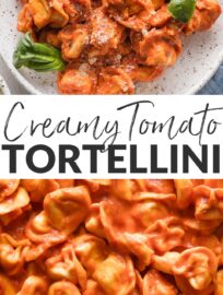 This easy Tortellini with Creamy Tomato Sauce delivers a delicious, real food dinner in just 15 minutes. The tortellini cook right in the sauce for a true one pan wonder with rich flavor.