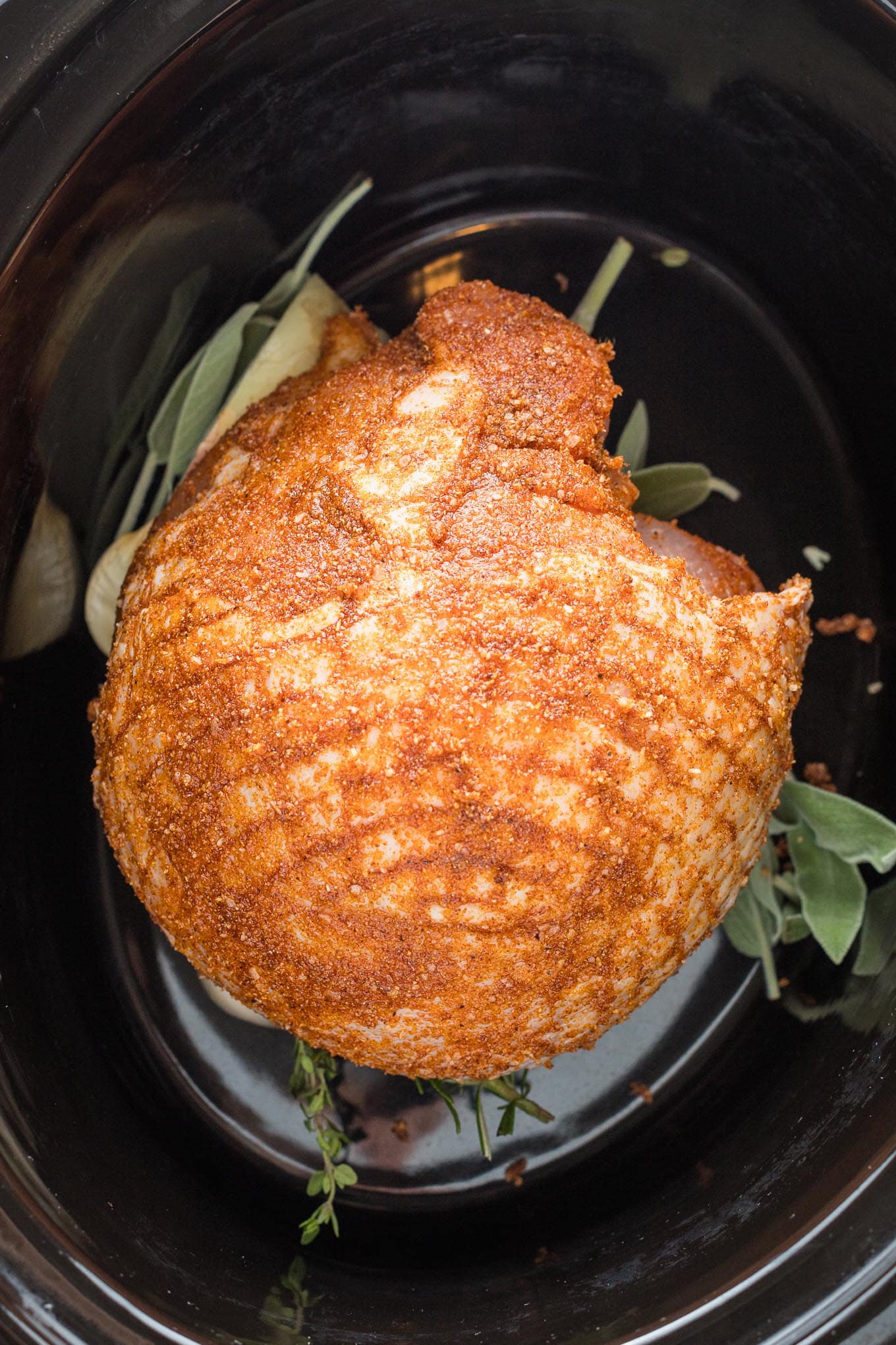 Turkey breast in slow cooker.