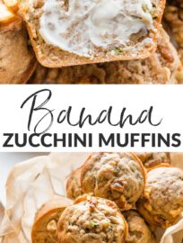 These delicious Banana Zucchini Muffins pack a little veggie and fruit into a tender, lightly sweet and spiced package that everyone will devour. Easy to make with a one-bowl batter and quick baking time. Freezer-friendly for make-ahead breakfasts. We love adding walnuts, but they're optional. (Or add chocolate chips for a real treat!)