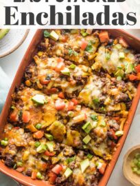 A Ground Beef Enchilada Casserole saves the day when you're craving homemade Tex-Mex with minimal hassle. This has the traditional flavor of ground beef simmered in red enchilada sauce with tortillas and cheese, plus veggies in the mix for a one-and-done meal.