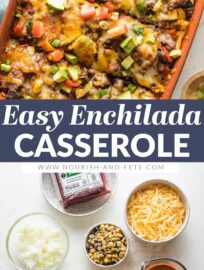 A Ground Beef Enchilada Casserole saves the day when you're craving homemade Tex-Mex with minimal hassle. This has the traditional flavor of ground beef simmered in red enchilada sauce with tortillas and cheese, plus veggies in the mix for a one-and-done meal.