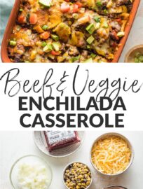 A Ground Beef Enchilada Casserole saves the day when you're craving homemade Tex-Mex with minimal hassle. This has the traditional flavor of ground beef simmered in red enchilada sauce with tortillas and cheese, plus veggies in the mix for a one-and-done meal.