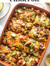 A Ground Beef Enchilada Casserole saves the day when you're craving homemade Tex-Mex with minimal hassle. This has the traditional flavor of ground beef simmered in red enchilada sauce with tortillas and cheese, plus veggies in the mix for a one-and-done meal.