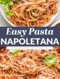 Pasta Napoletana is an ultra-fast, easy, and economical dinner option -- that's also delicious! With a simple yet flavorful sauce, tender pasta, and plenty of Parmesan cheese, everyone can enjoy this lovely Italian-inspired meal.