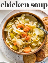 This cozy, classic Chicken Noodle Soup with Egg Noodles tastes like a long-simmering labor of love but is ready in about 30 minutes. Perfect for a sick day or chilly evening when need something comforting and delicious yet quick.