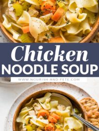 This cozy, classic Chicken Noodle Soup with Egg Noodles tastes like a long-simmering labor of love but is ready in about 30 minutes. Perfect for a sick day or chilly evening when need something comforting and delicious yet quick.