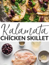 Easy yet elegant, this Chicken with Kalamata Olives recipe is done in about 20 minutes and takes just one pan. You'll love the tender chicken breasts, briny olives, and luxurious pan sauce that brings it all together. Kids tend to like just the chicken and sauce, so it’s family-friendly, too.