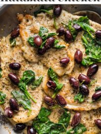 Easy yet elegant, this Chicken with Kalamata Olives recipe is done in about 20 minutes and takes just one pan. You'll love the tender chicken breasts, briny olives, and luxurious pan sauce that brings it all together. Kids tend to like just the chicken and sauce, so it’s family-friendly, too.