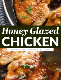 This 20-minute honey garlic chicken skillet has tender, seasoned chicken breasts with an easy-to-make glaze that manages to be sticky and smooth, sweet and savory all at once.
