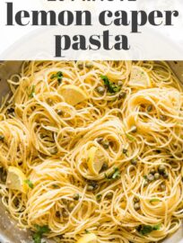 This easy Lemon Caper Pasta recipe uses just a handful of ingredients and takes about 20 minutes, yet tastes fresh and flavorful. It's a lovely simple meal by itself, or an elegant side dish to chicken, fish, or shrimp.