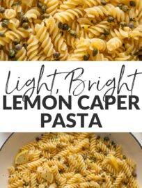This easy lemon caper pasta recipe uses just a handful of ingredients and takes about 20 minutes, yet tastes fresh and flavorful. It's a lovely simple meal by itself, or an elegant side dish to chicken, fish, or shrimp.