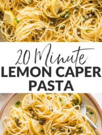 This easy Lemon Caper Pasta recipe uses just a handful of ingredients and takes about 20 minutes, yet tastes fresh and flavorful. It's a lovely simple meal by itself, or an elegant side dish to chicken, fish, or shrimp.