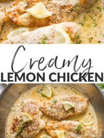 Creamy Lemon Chicken makes a delicious and easy meal ready in just 25 minutes! With tender pan-fried chicken breasts coated in a creamy garlic lemon sauce, this is a restaurant-worthy family dinner, all in one skillet.