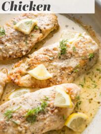 Creamy Lemon Chicken makes a delicious and easy meal ready in just 25 minutes! With tender pan-fried chicken breasts coated in a creamy garlic lemon sauce, this is a restaurant-worthy family dinner, all in one skillet.