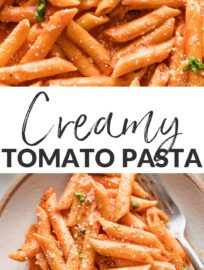 You'll love that this recipe for Creamy Tomato Pasta comes together fast with simple ingredients. Tender pasta gets coated in a silky tomato sauce that only tastes decadent, without requiring a ton of cream.