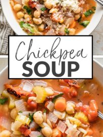 Filled with tender vegetables and cozy orzo, with a zip of Italian seasoning and fresh lemon, this 25-minute chickpea soup recipe is comforting, nutritious, and supremely simple to make. Easily made vegan or gluten-free, as needed.