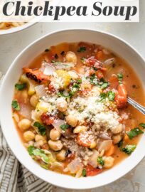 Filled with tender vegetables and cozy orzo, with a zip of Italian seasoning and fresh lemon, this 25-minute chickpea soup recipe is comforting, nutritious, and supremely simple to make. Easily made vegan or gluten-free, as needed.