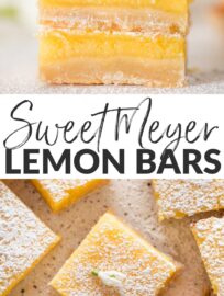 Meyer lemon bars are a burst of pure sunshine! Bright, sweet, and tangy custard sits atop a thick, buttery shortbread crust that melts in your mouth. And best of all, they're made in one bowl with just seven ingredients.
