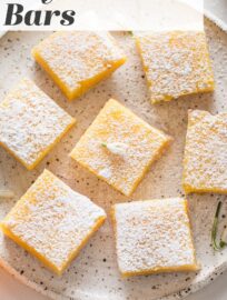 Meyer lemon bars are a burst of pure sunshine! Bright, sweet, and tangy custard sits atop a thick, buttery shortbread crust that melts in your mouth. And best of all, they're made in one bowl with just seven ingredients.