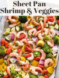 This easy recipe for Sheet Pan Shrimp and Veggies is flavorful and super quick. With tender garlic shrimp and a rainbow of oven-roasted veggies tossed in Italian herbs, this is a breezy dinner or meal prep you'll love to cook and to eat.