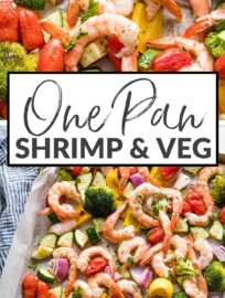 This easy recipe for Sheet Pan Shrimp and Veggies is flavorful and super quick. With tender garlic shrimp and a rainbow of oven-roasted veggies tossed in Italian herbs, this is a breezy dinner or meal prep you'll love to cook and to eat.