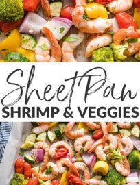 This easy recipe for Sheet Pan Shrimp and Veggies is flavorful and super quick. With tender garlic shrimp and a rainbow of oven-roasted veggies tossed in Italian herbs, this is a breezy dinner or meal prep you'll love to cook and to eat.