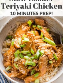 Slow cooker Teriyaki Chicken is utterly delicious and stunningly easy to make. You'll love the shredded chicken coated in a savory, honey-sweetened sauce flavored with garlic, ginger, and sesame oil. Pair with rice, steamed veggies, or both for a satisfying and flavorful meal.