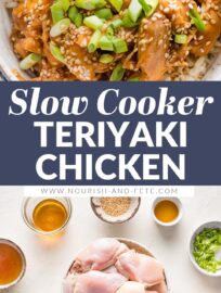 Slow cooker Teriyaki Chicken is utterly delicious and stunningly easy to make. You'll love the shredded chicken coated in a savory, honey-sweetened sauce flavored with garlic, ginger, and sesame oil. Pair with rice, steamed veggies, or both for a satisfying and flavorful meal.