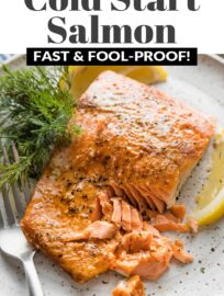 The not-so-secret secret to perfect salmon each and every time? Start it in a cold oven! Turn on the heat, and 25 minutes later you'll have, without fail, the most tender, moist, flavorful salmon you can imagine.