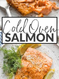 The not-so-secret secret to perfect salmon each and every time? Start it in a cold oven! Turn on the heat, and 25 minutes later you'll have, without fail, the most tender, moist, flavorful salmon you can imagine.