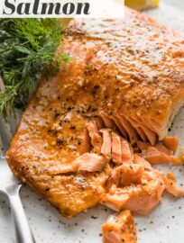 The not-so-secret secret to perfect salmon each and every time? Start it in a cold oven! Turn on the heat, and 25 minutes later you'll have, without fail, the most tender, moist, flavorful salmon you can imagine.