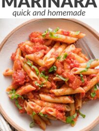 This easy recipe for homemade Pasta Marinara is fast, tasty, and packed with flavor. Skip the jar and rely on this for a fresh, family-friendly recipe that can easily be ready in less than 30 minutes.