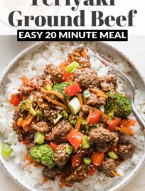 Packed with tender vegetables and a flavorful sesame and ginger-infused sauce, this 25-minute teriyaki ground beef is a terrific dinner recipe you can pull off with minimal energy. Serve over rice, with noodles, or in lettuce cups.