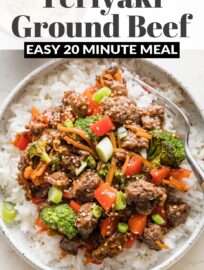 Packed with tender vegetables and a flavorful sesame and ginger-infused sauce, this 25-minute teriyaki ground beef is a terrific dinner recipe you can pull off with minimal energy. Serve over rice, with noodles, or in lettuce cups.