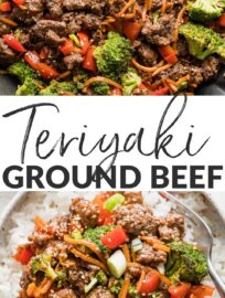 Packed with tender vegetables and a flavorful sesame and ginger-infused sauce, this 25-minute teriyaki ground beef is a terrific dinner recipe you can pull off with minimal energy. Serve over rice, with noodles, or in lettuce cups.