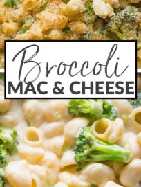 This baked Broccoli Mac and Cheese is easy to make yet crazy delicious. A silky cheese sauce wraps up tender pasta and broccoli florets, with a crisp breadcrumb topping. We love this comforting yet healthy-ish one pot meal!