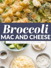 This baked Broccoli Mac and Cheese is easy to make yet crazy delicious. A silky cheese sauce wraps up tender pasta and broccoli florets, with a crisp breadcrumb topping. We love this comforting yet healthy-ish one pot meal!