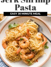This jerk shrimp pasta recipe has a light sauce, tender sweet onions, and juicy shrimp coated in a sweet and flavorful spice blend. Best of all, it's easy to make in just about 30 minutes.